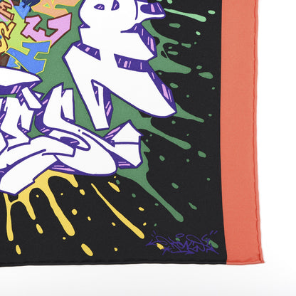 Hermes Silk Gavroche Graff Pocket Square Scarf Multicolor Black Jaune 2 of 4