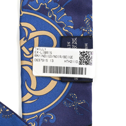 Hermes Silk Ex-Libris Twilly Indigo Black Beige 4 of 4