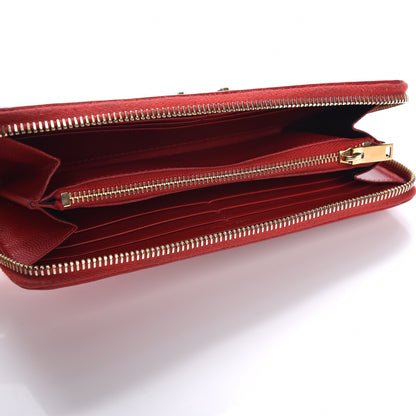 Saint Laurent Grain De Poudre Monogram Zip Around Wallet Red 6 of 8