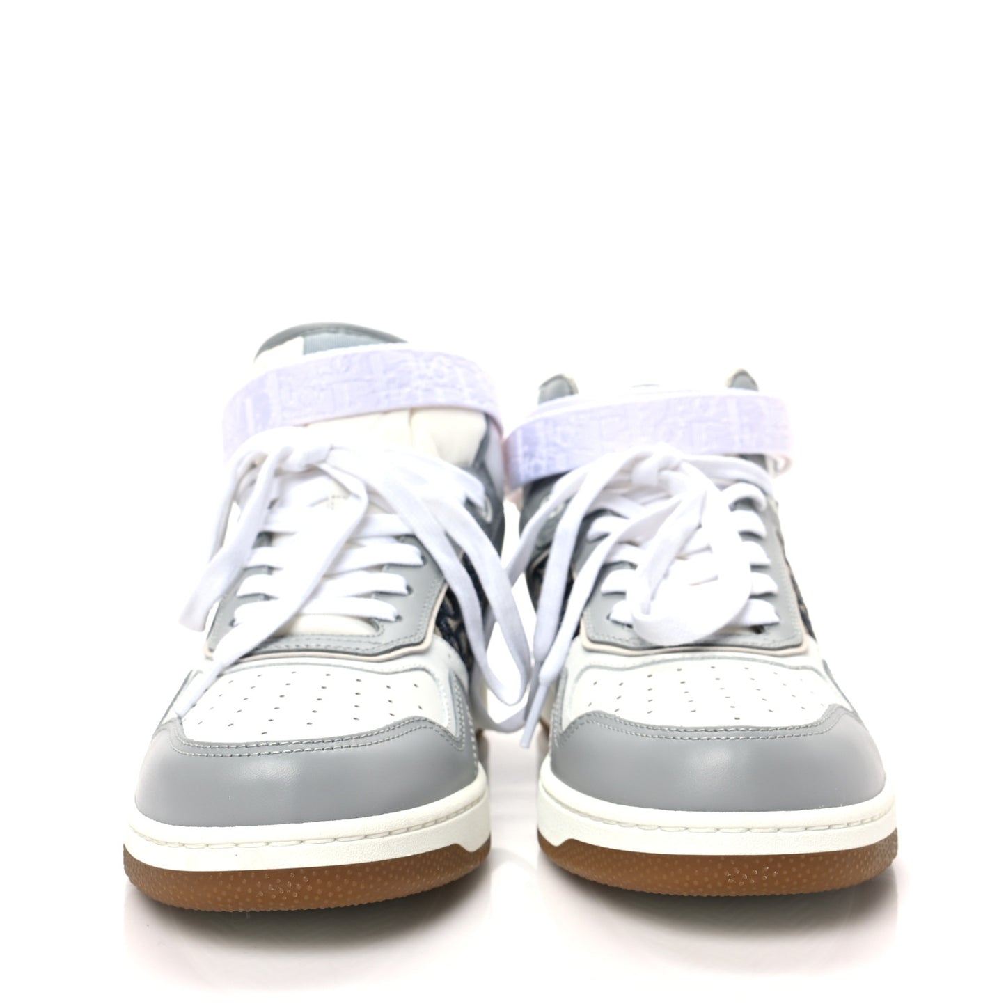 Smooth Calfskin Jacquard Oblique Mens B27 Mid Top Sneakers 41 Beige Blue