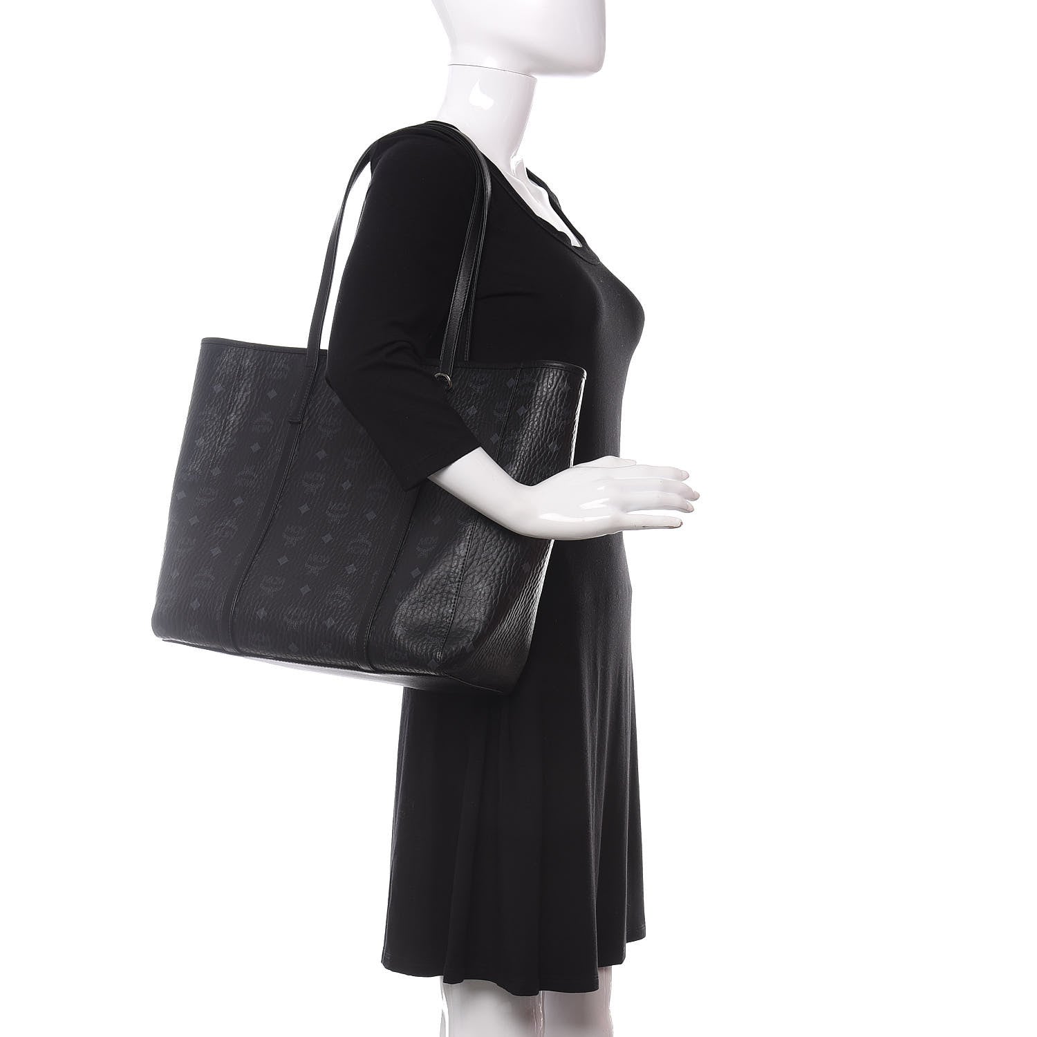 MCM Visetos Toni Shopper Tote Black 2 of 10