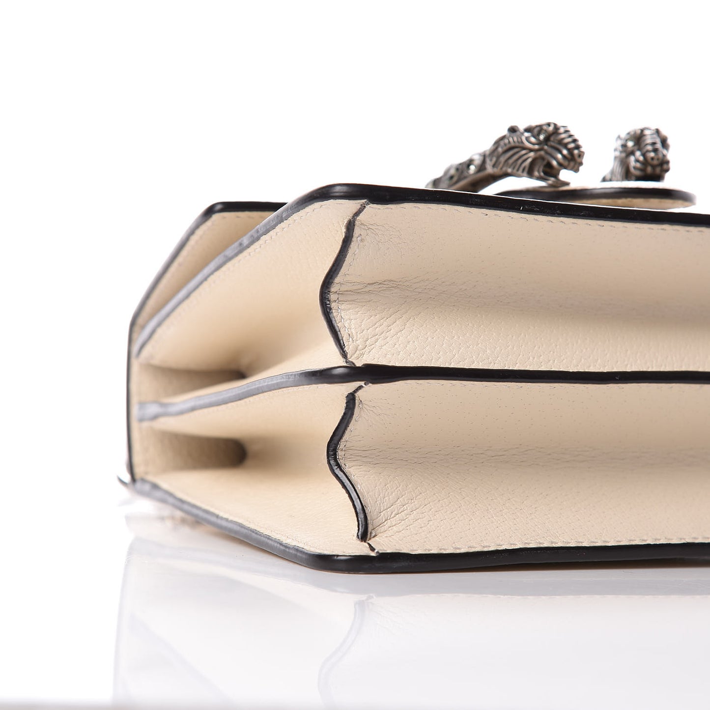 Textured Calfskin Crystal Bamboo Web Mini Dionysus Top Handle Bag Mystic White
