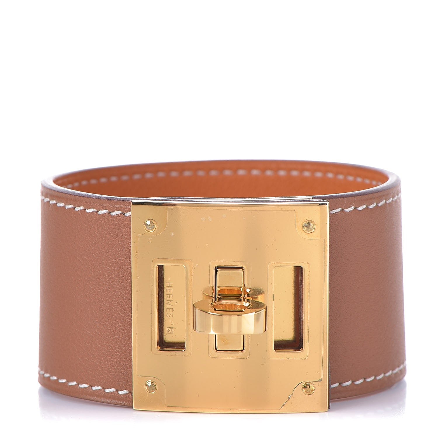Hermes Natural Barenia Kelly Dog Cuff T3 Fauve 1 of 5