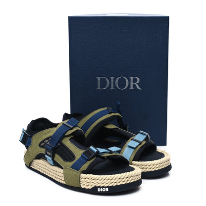Christian Dior Suede Technical Fabric Mens Atlas Sandals 46 Green Beige 8 of 8