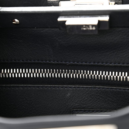 Fendi Vitello Seta Waves Bi-Color Medium Peekaboo Iconic Satchel Blue Notte Mostarda 16 of 20