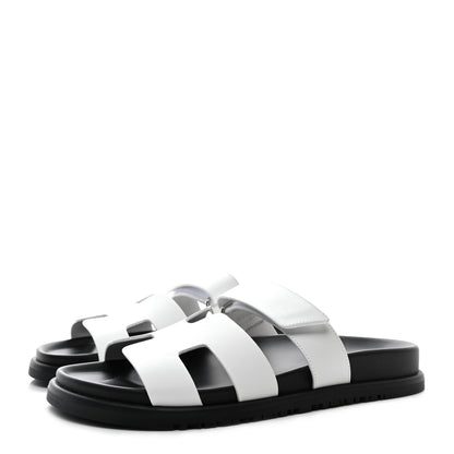 Hermes Calfskin Womens Chypre Sandals 39 White 3 of 9