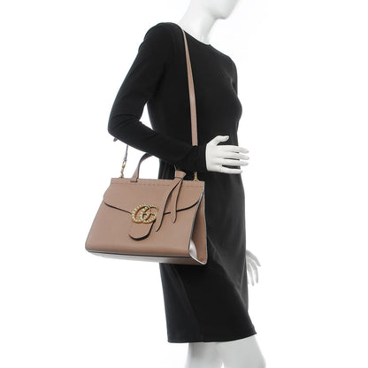 Gucci Calfskin Small Pearly GG Marmont Top Handle Bag Porcelain Rose 3 of 17