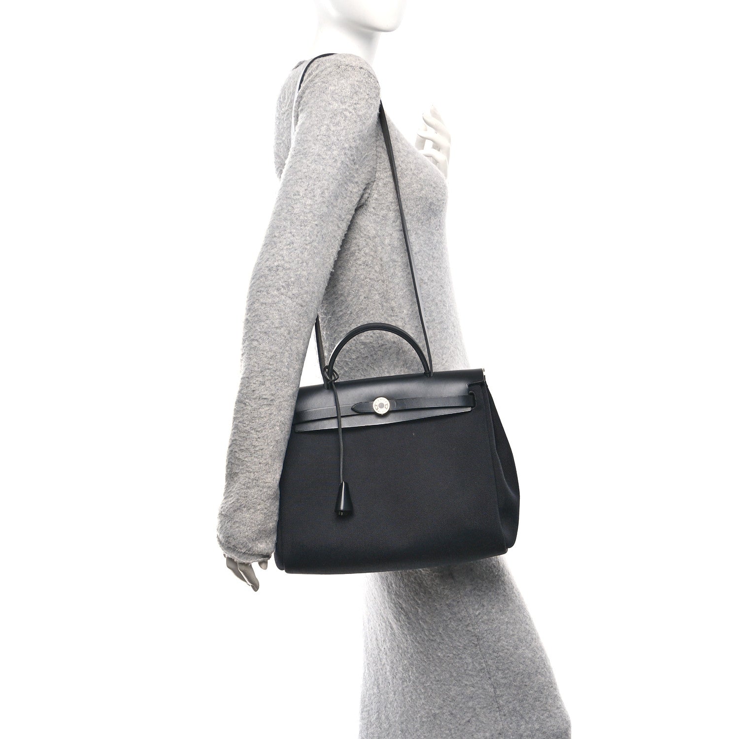 Hermes Military Toile Vache Hunter Herbag Zip Retourne 31 PM Black 2 of 11