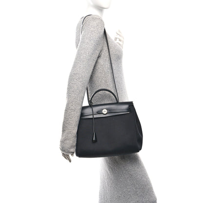 Hermes Military Toile Vache Hunter Herbag Zip Retourne 31 PM Black 2 of 11