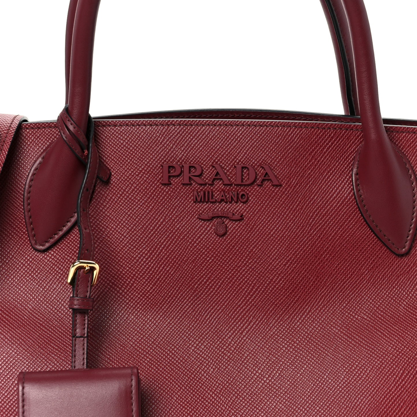 Saffiano Cuir Calfskin Medium Monochrome Top Handle Tote Cerise