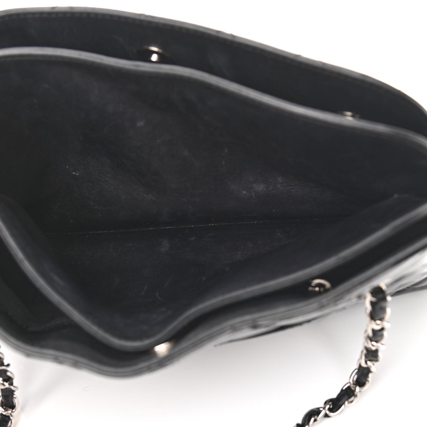 Patent Quilted Medium Just Mademoiselle Bowling Bag Black
