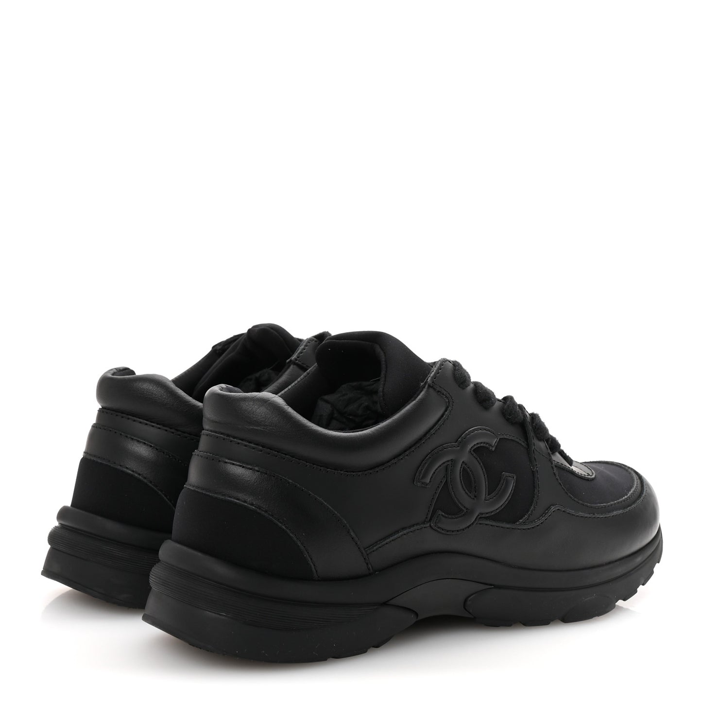 Lambskin Fabric CC Uniform Sneakers 38.5 Black