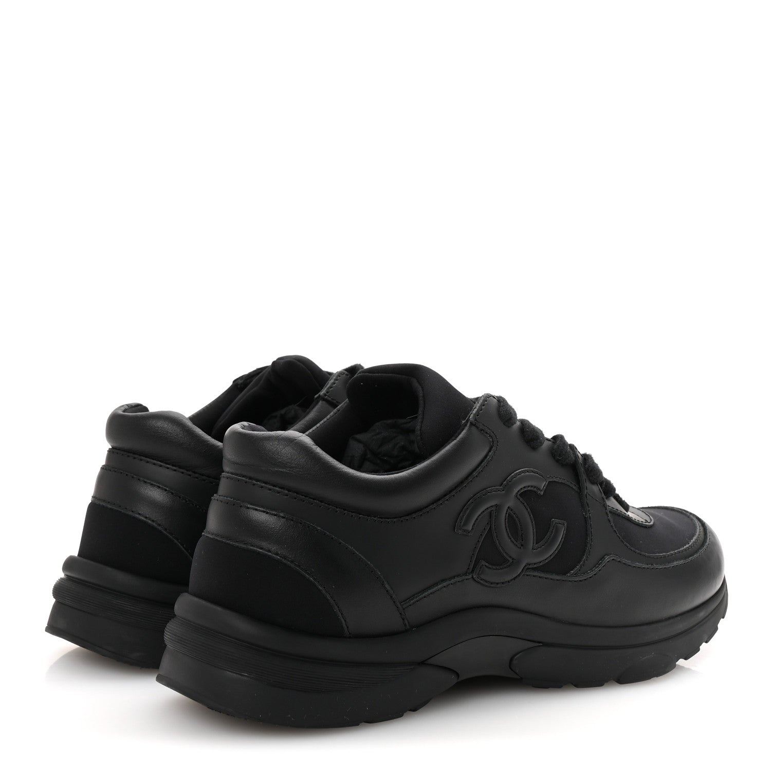 Chanel Lambskin Fabric CC Uniform Sneakers 38.5 Black 5 of 9