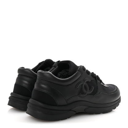 Chanel Lambskin Fabric CC Uniform Sneakers 38.5 Black 5 of 9