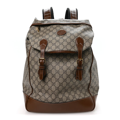 Gucci GG Supreme Monogram Azalea Calfskin Medium Retro Interlocking G Buckle Backpack Beige Ebony Brown Sugar 1 of 10