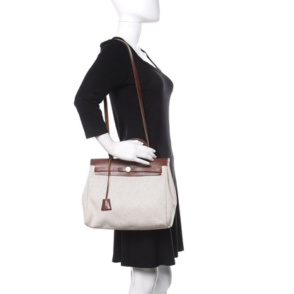 Hermes Toile Vache Calfskin Herbag 30 PM Natural Havane 5 of 19