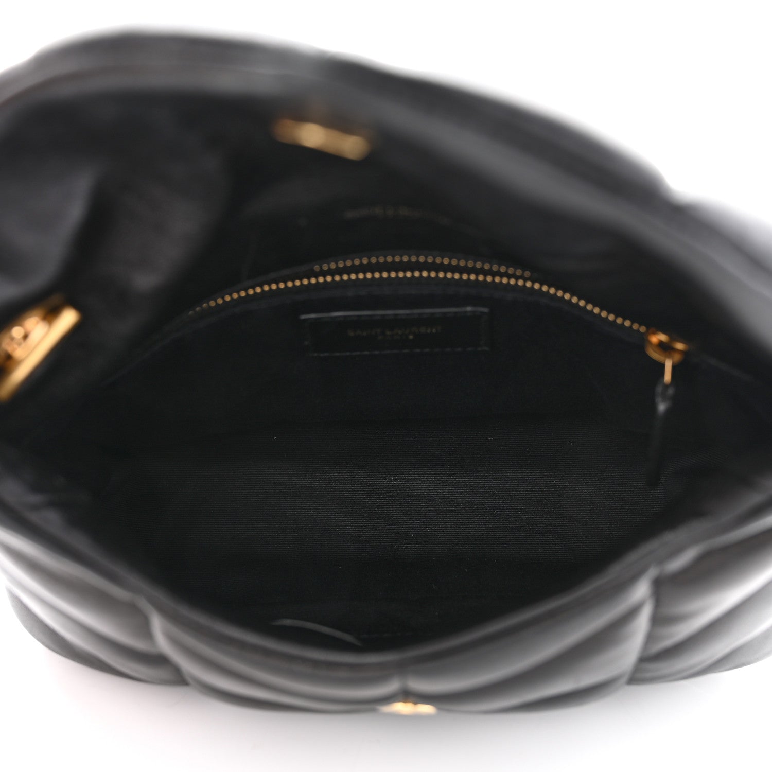 Saint Laurent Lambskin Quilted Toy Loulou Puffer Monogram Chain Satchel Black 5 of 11