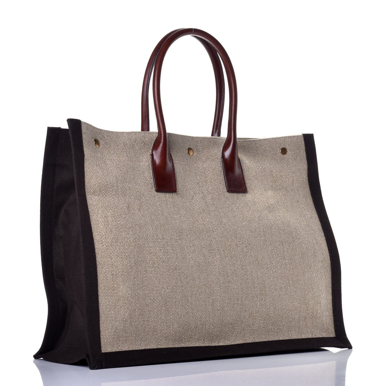 Saint Laurent Linen Calfskin Rive Gauche Tote Natural 3 of 8