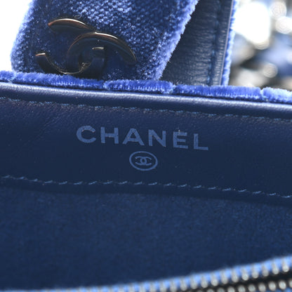 Chanel Velvet Quilted Mini Phone Holder Crossbody Bag Blue 6 of 10
