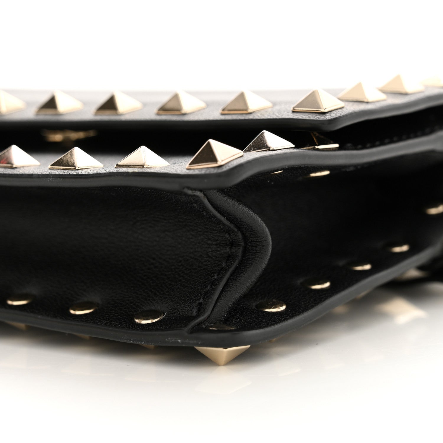 Valentino Garavani Calfskin Rockstud Flap Wallet On Strap Black 9 of 10