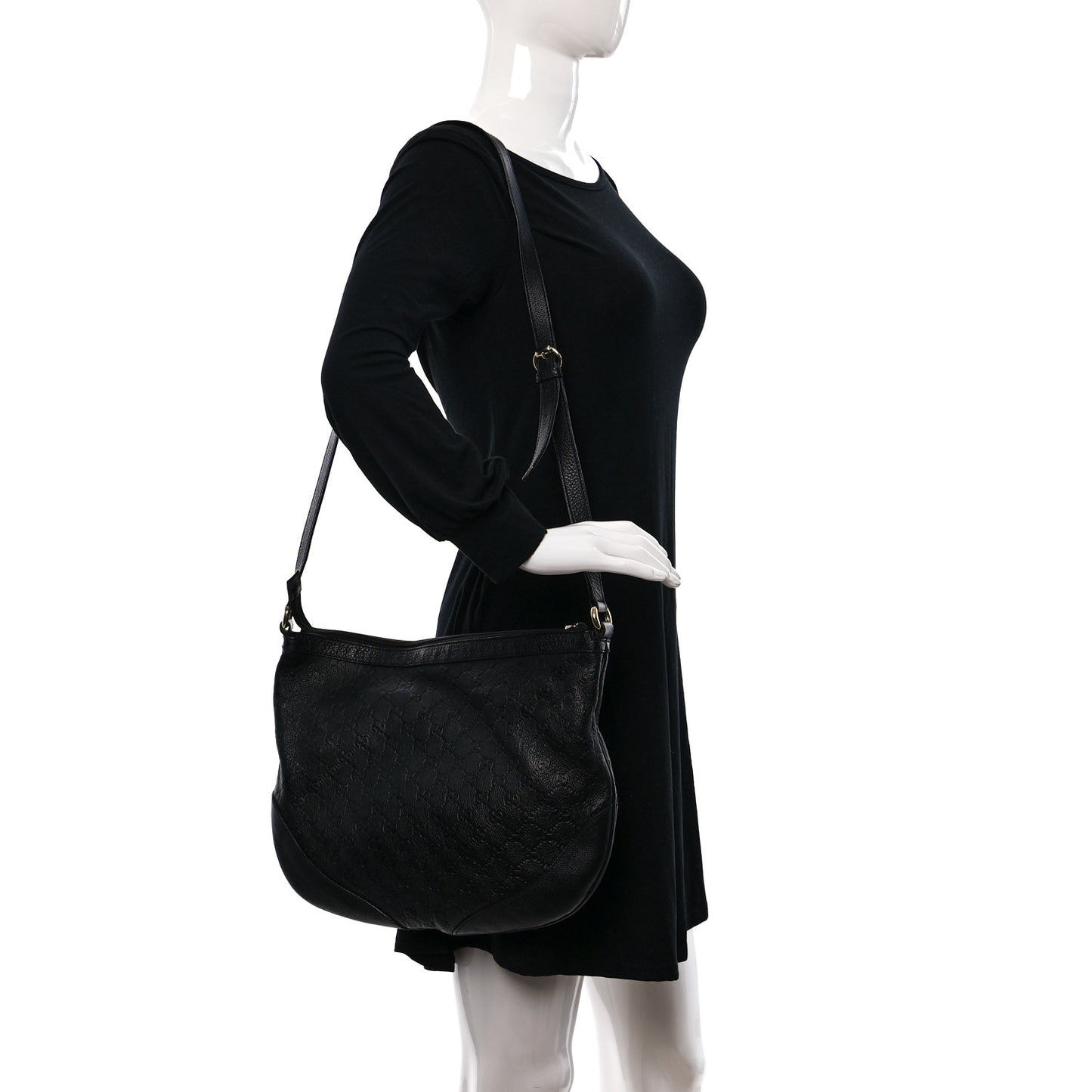 Guccissima Large Half Moon Hobo Black