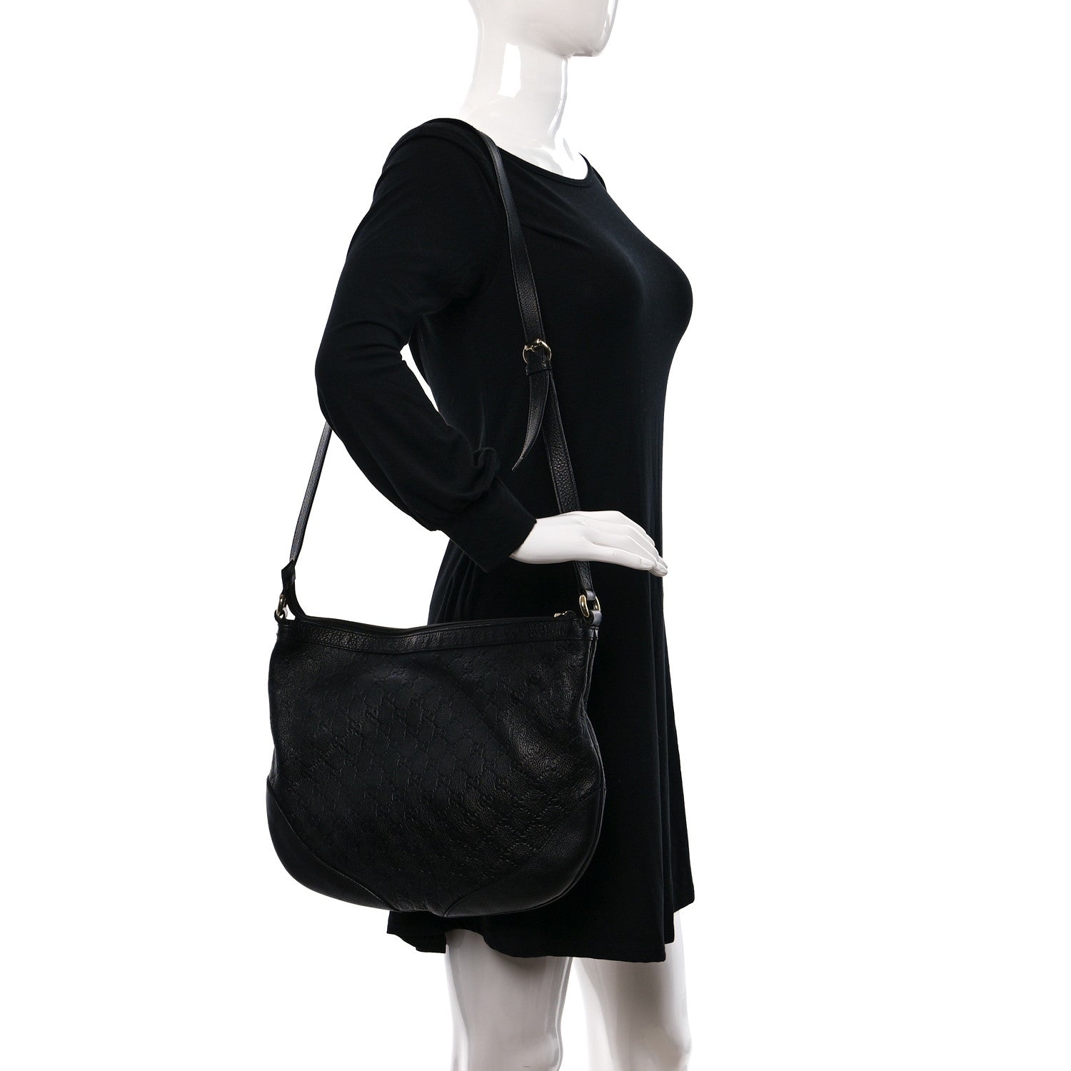 Gucci Guccissima Large Half Moon Hobo Black 2 of 9