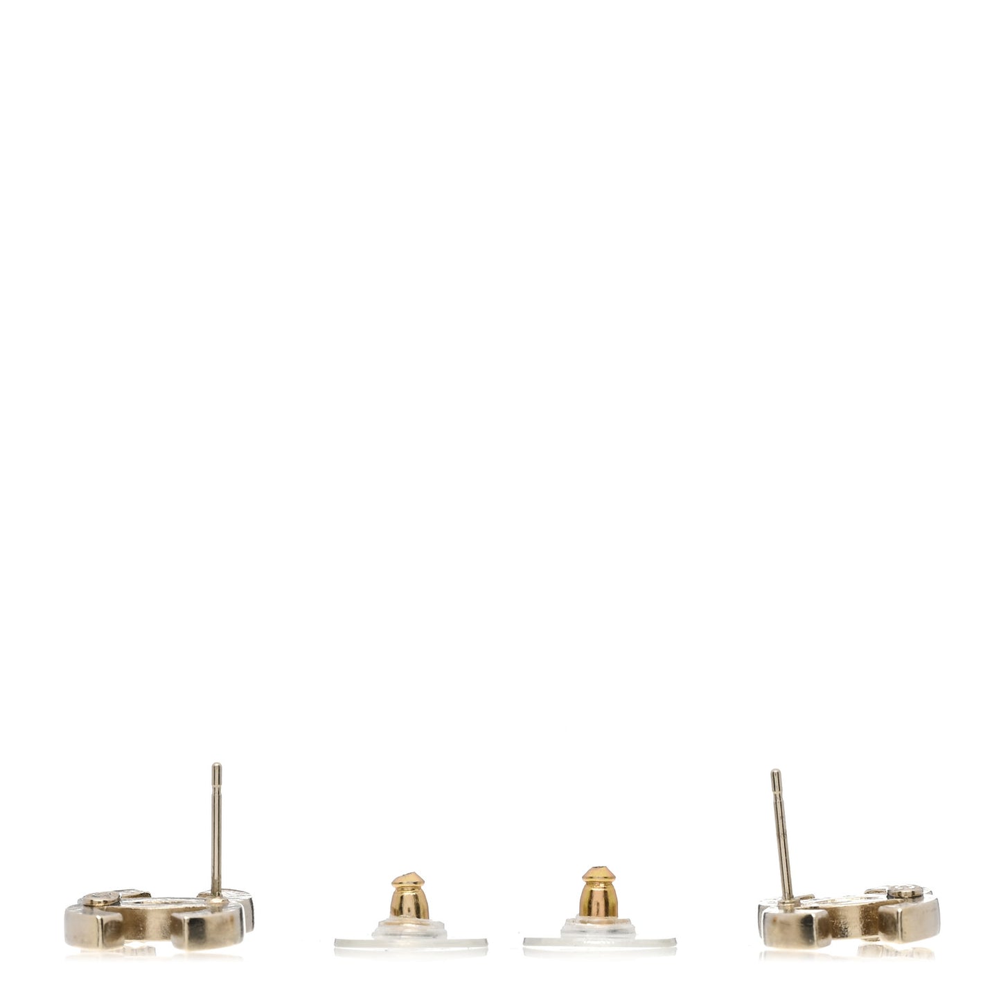 Enamel CC Clover Earrings Black Gold