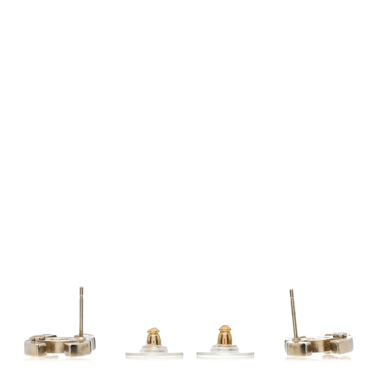 Chanel Enamel CC Clover Earrings Black Gold 3 of 4