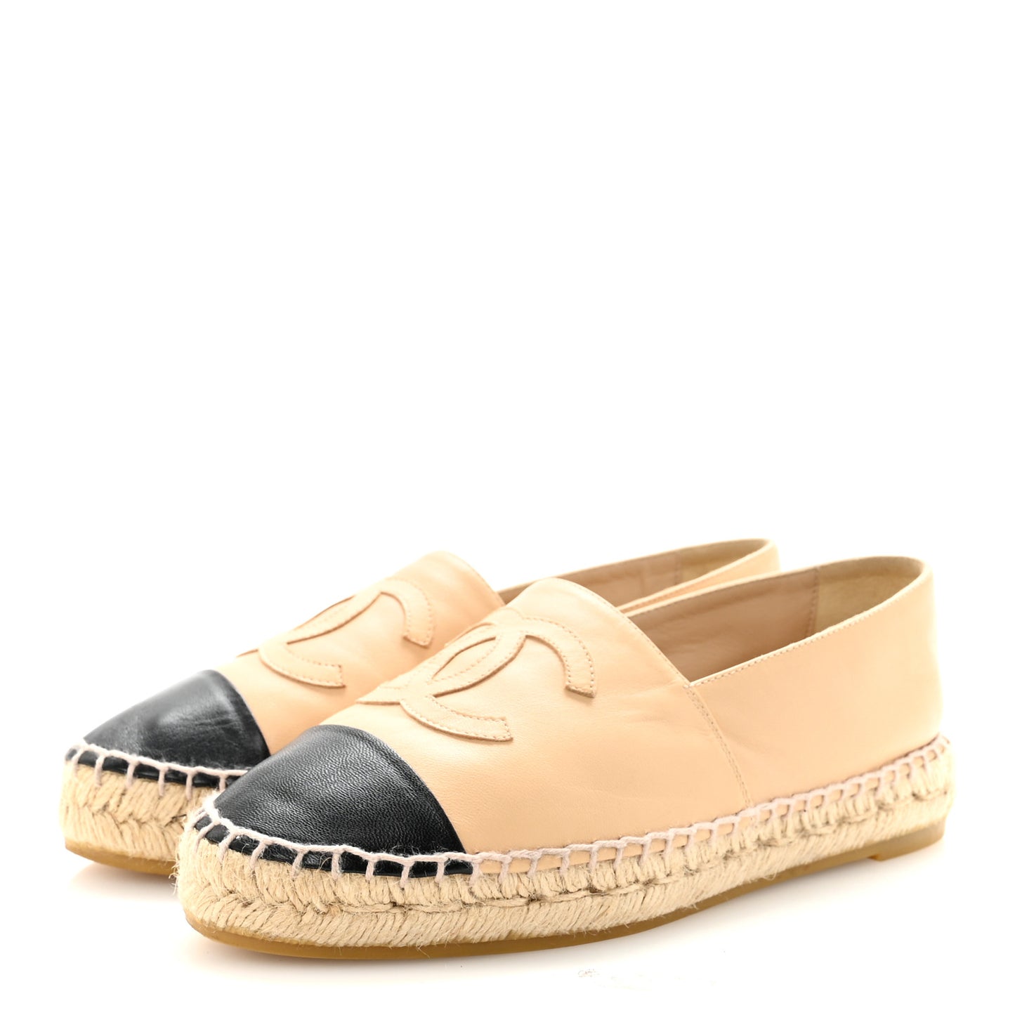 Lambskin CC Espadrilles 36 Beige Black
