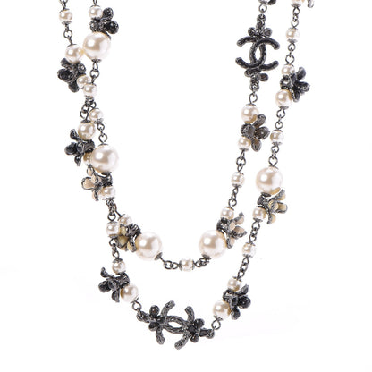 Chanel Ruthenium Pearl Enamel CC Long Necklace Black 1 of 5