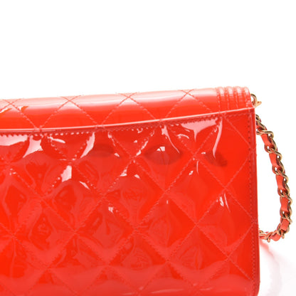 Chanel Patent Calfskin Quilted Boy Wallet on Removable Chain Orange 5 of 12