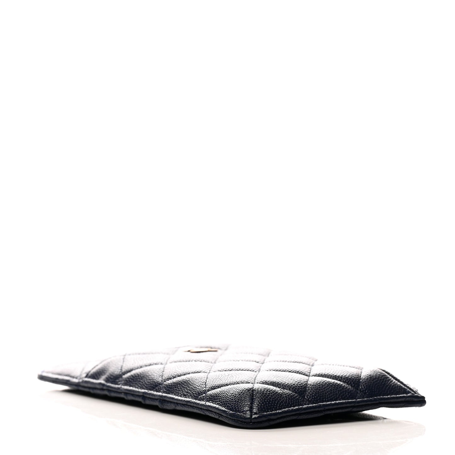 Caviar Quilted Classic Flat Wallet Pouch Navy