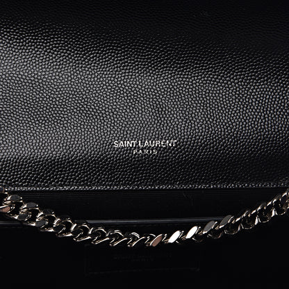 Saint Laurent Grain De Poudre Large Classic Monogram Kate Satchel Black 5 of 10