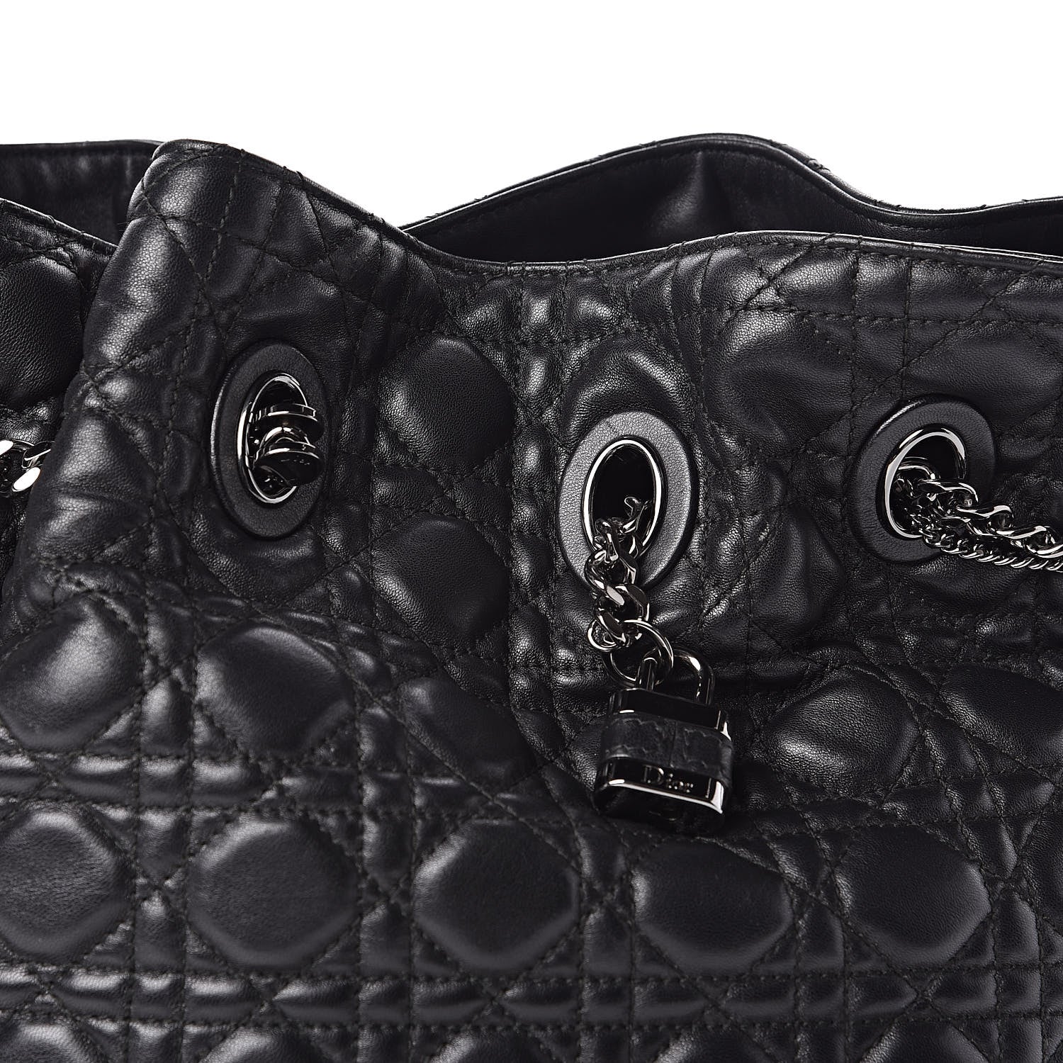 Christian Dior Lambskin Cannage Chri Chri Drawstring Bag Black 10 of 10