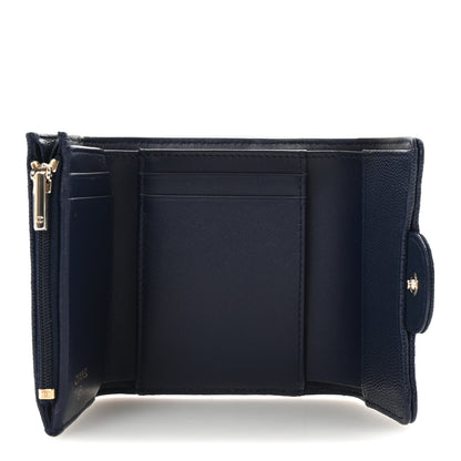 Chanel Caviar Quilted Compact Flap Wallet Navy 5 of 9