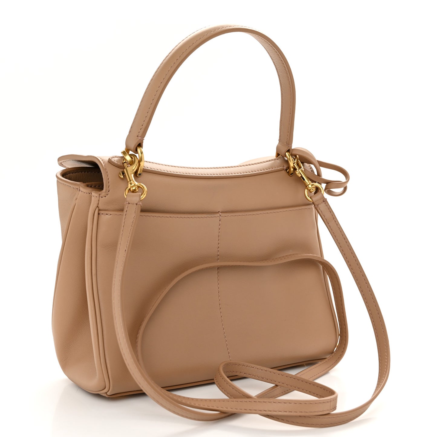 Natural Smooth Calfskin Mini Rodeo Top Handle Handbag Latte