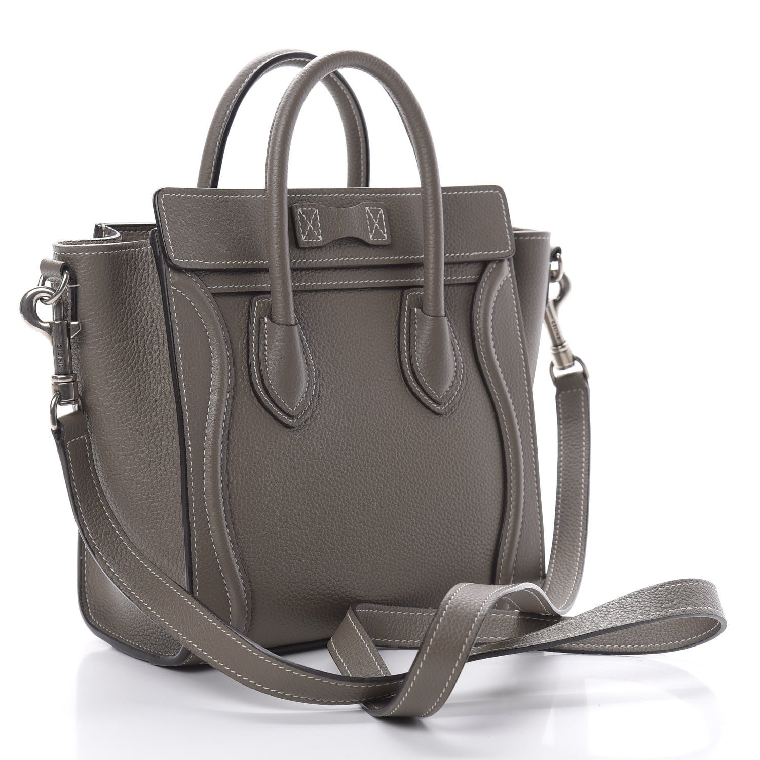Celine Drummed Calfskin Nano Luggage Souris 3 of 10