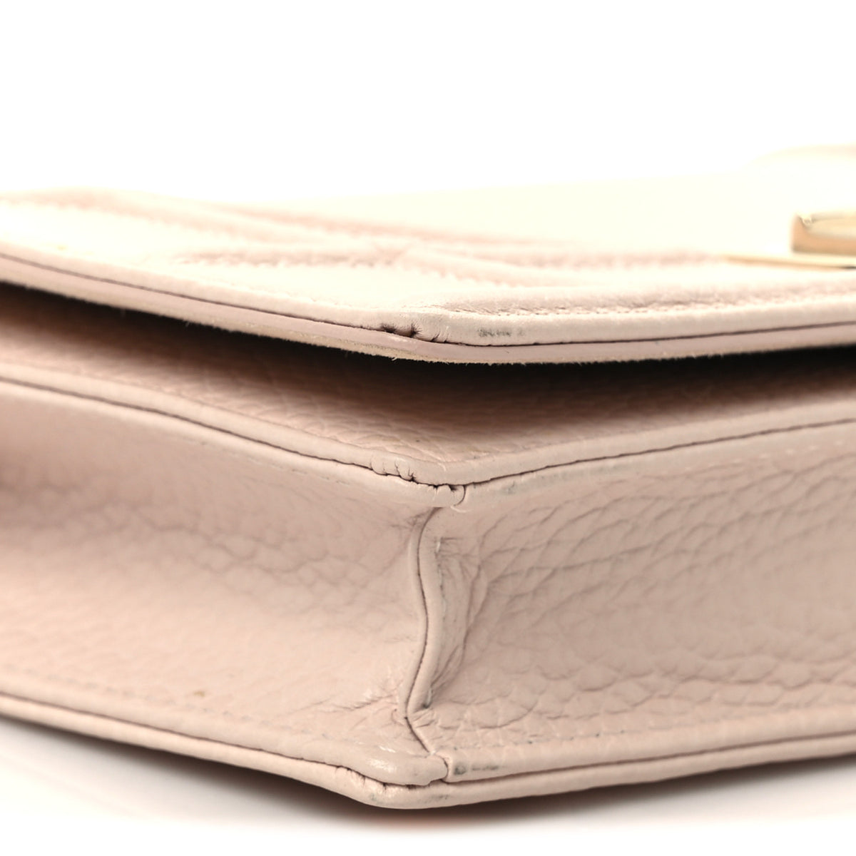 Grained Calfskin Diorama Wallet on Chain Pouch Rose Poudre
