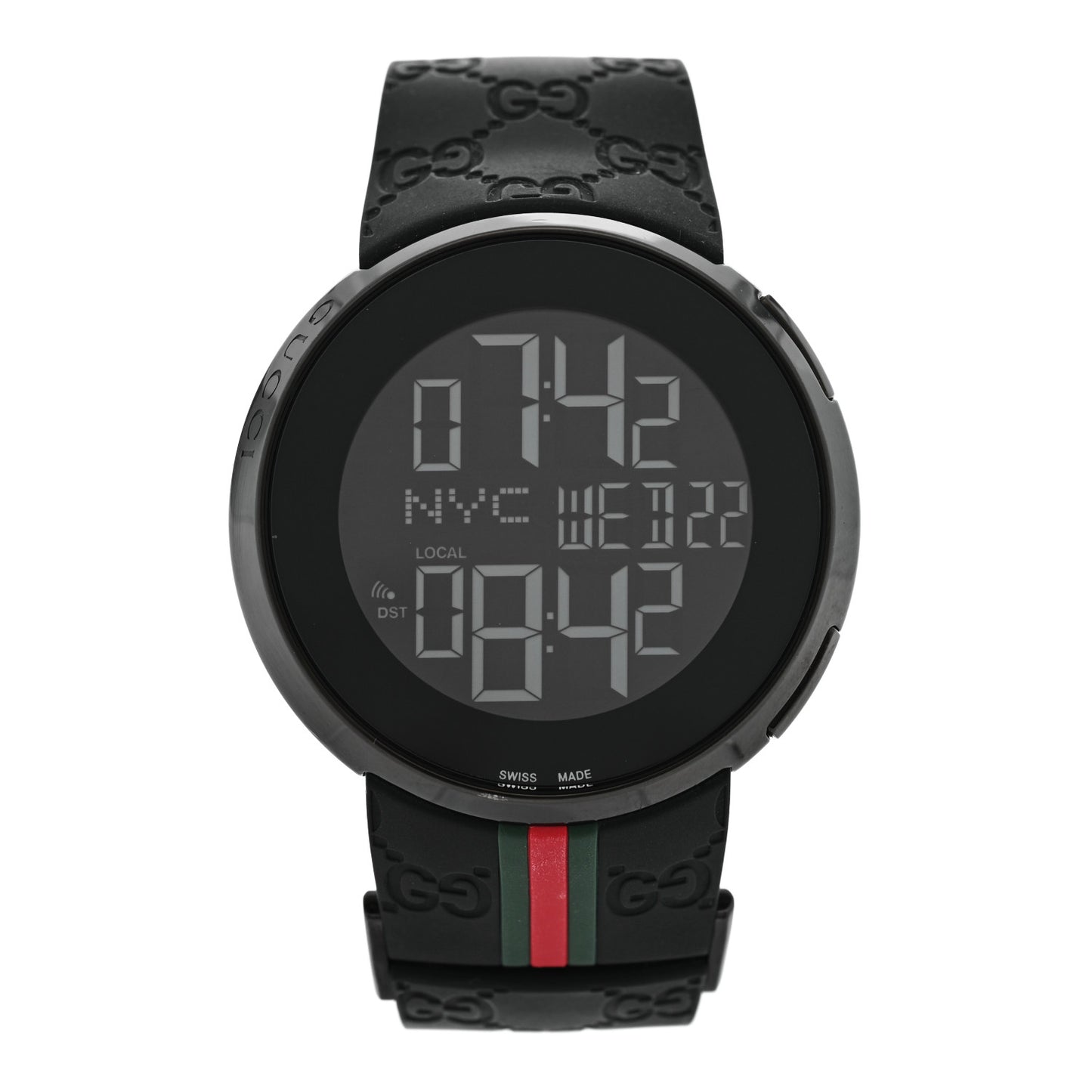 Stainless Steel Rubber 45mm Digital I-Gucci Web Watch Black