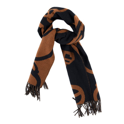 Hermes Cashmere Boucles et Camails Muffler Marine Caramel 1 of 3