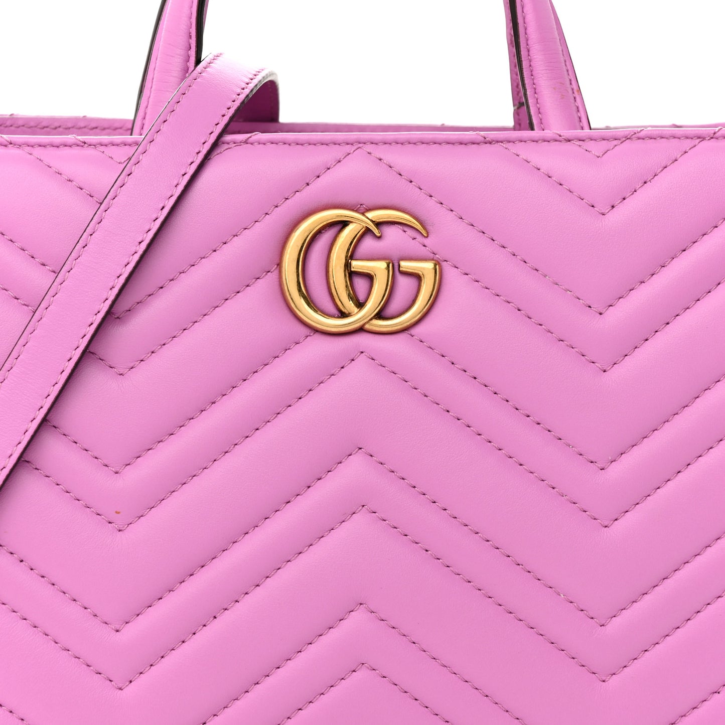 Calfskin Matelasse Small GG Marmont Tote Candy Mousse