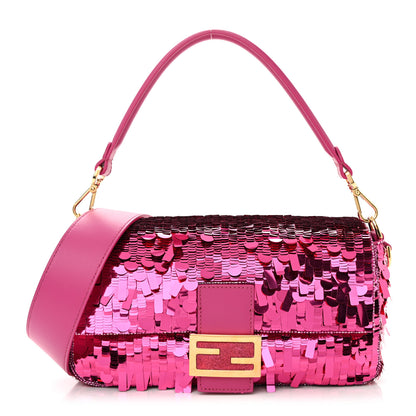 Fendi Sequin Paillettes Vitello Grace Sex and the City Baguette Ciclamino Pilar 1 of 12