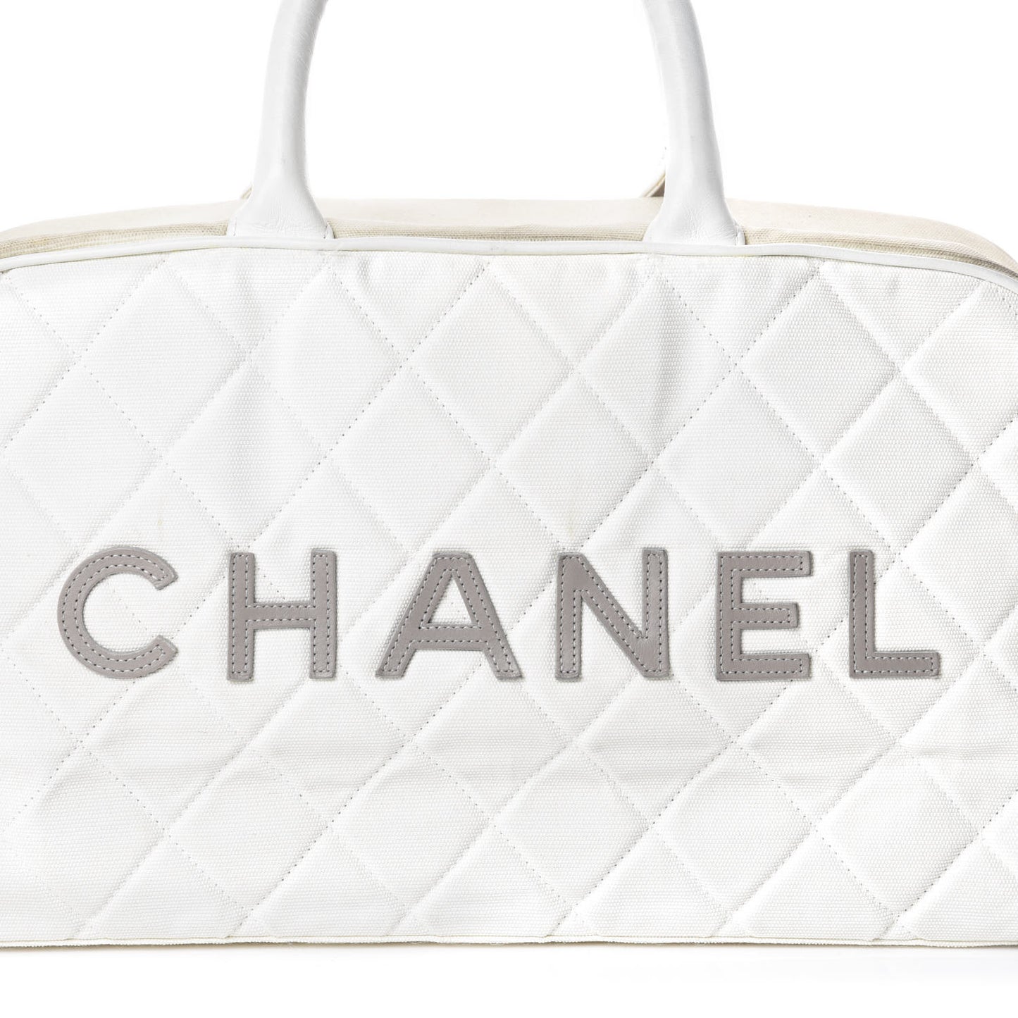 Canvas Quilted Bowler White