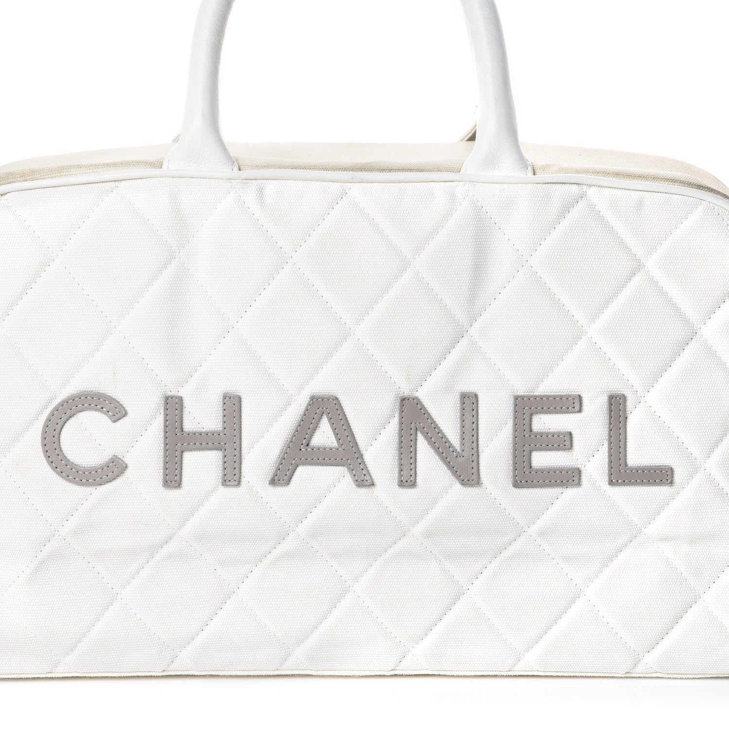 Chanel Canvas Quilted Bowler White 8 of 13