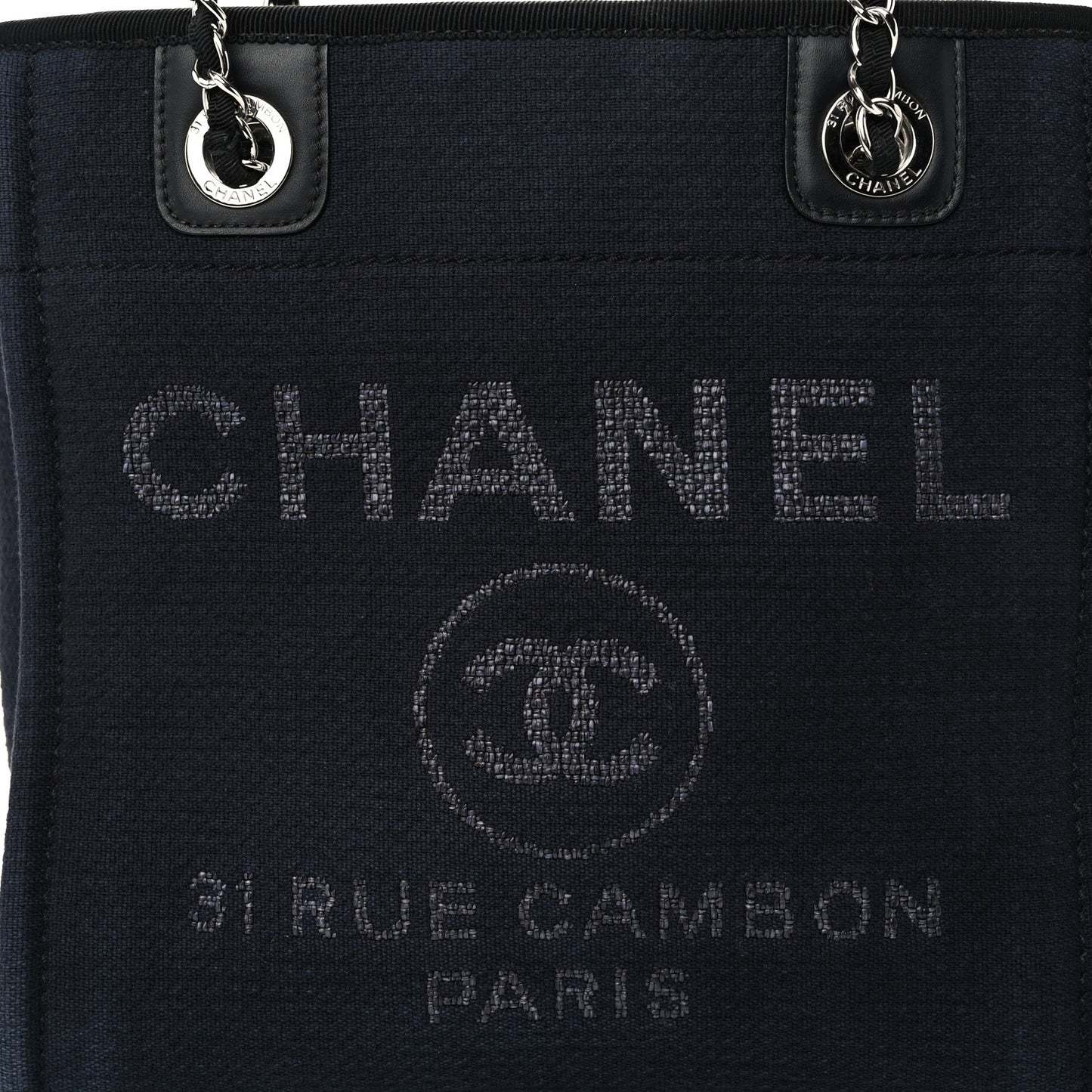 Mixed Fibers Mini Deauville Tote Navy Blue Black