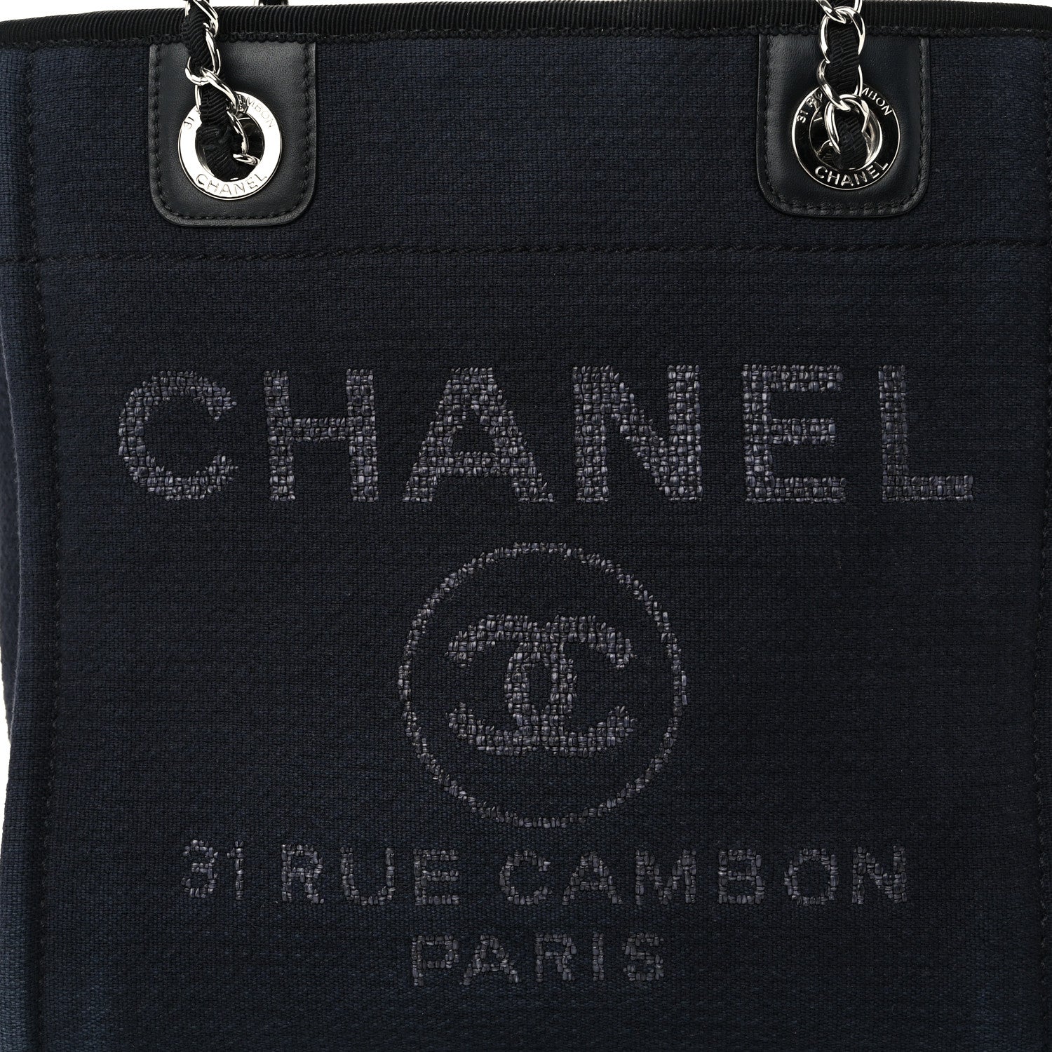 Chanel Mixed Fibers Mini Deauville Tote Navy Blue Black 8 of 11