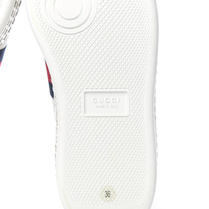 Gucci Calfskin Crystal Web Bee Embroidered Womens Ace Platform Sneakers 36 White 8 of 10