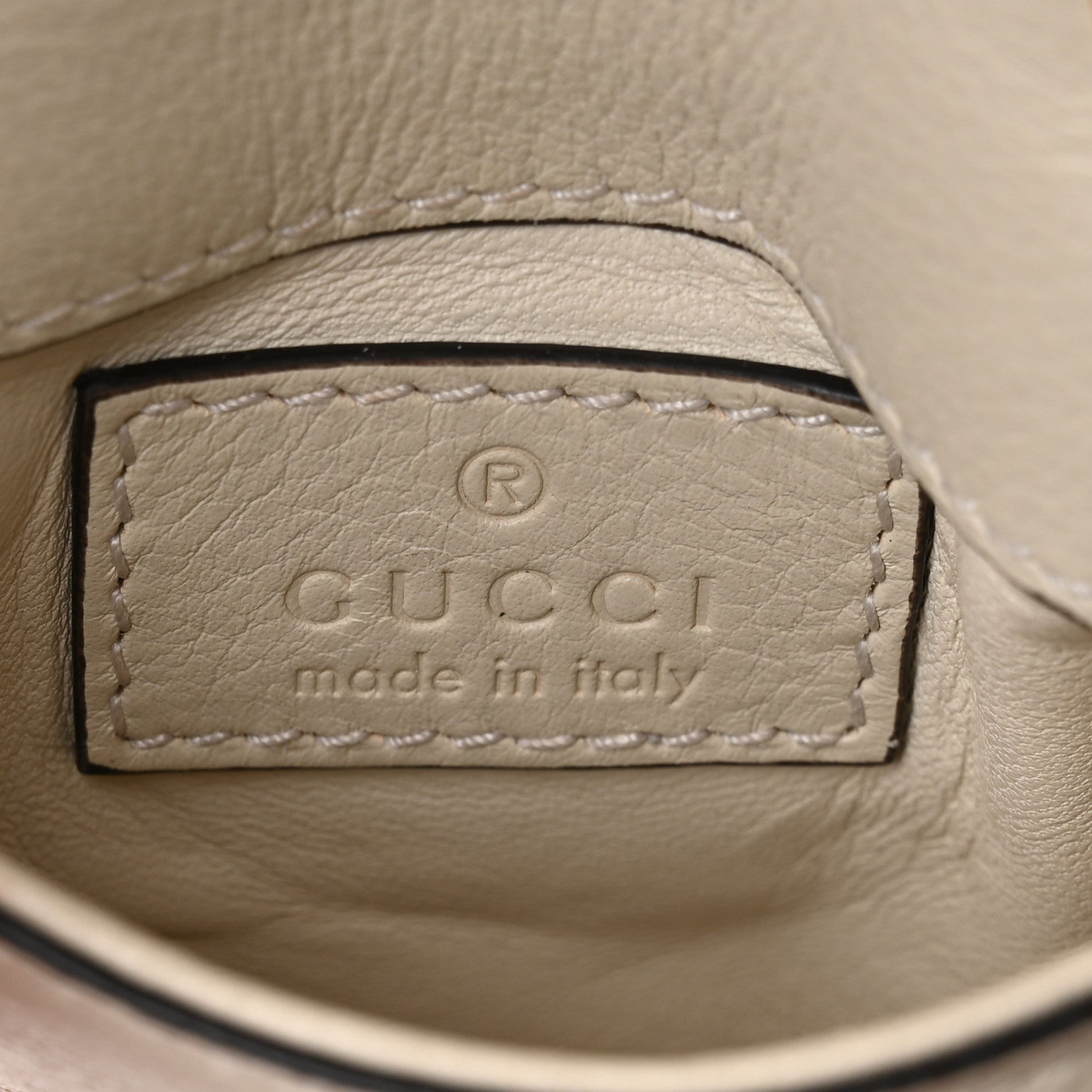 Gucci Roxy Calfskin Blondie Card Case Wallet with Strap Mystic White 6 of 10
