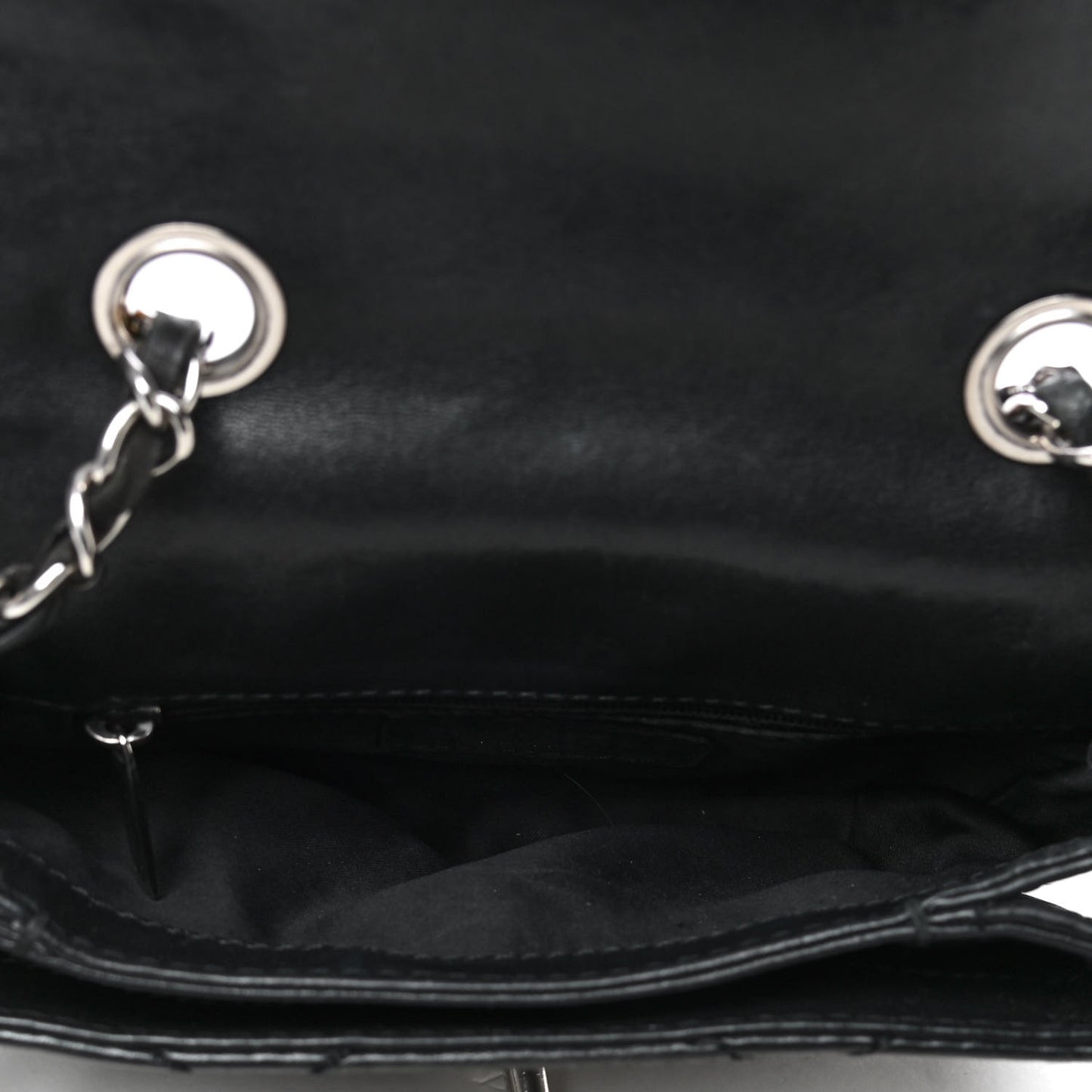 Lambskin Small Stitched Mini Flap Black