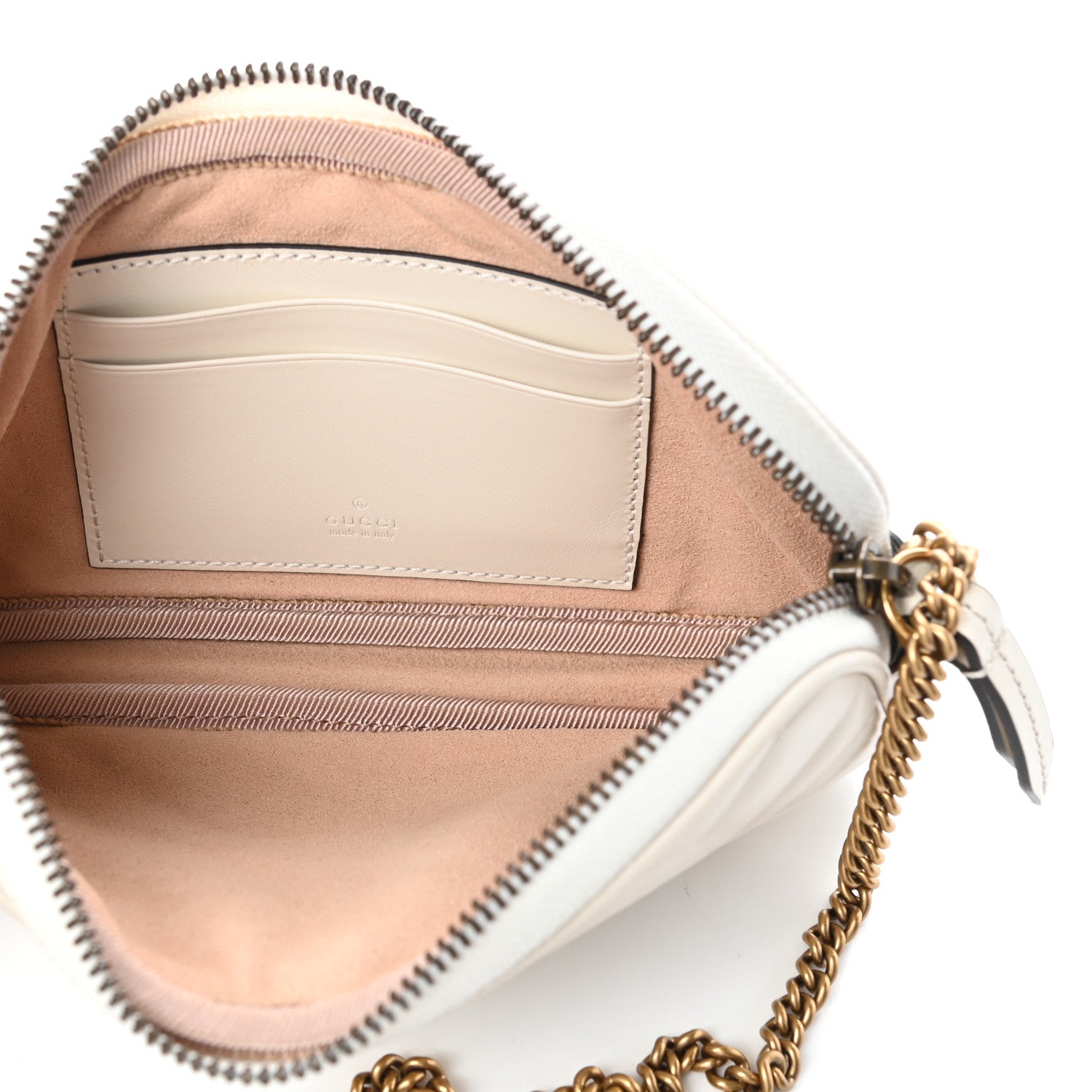 Gucci Calfskin Matelasse Mini GG Marmont Chain Crossbody Bag White 5 of 9